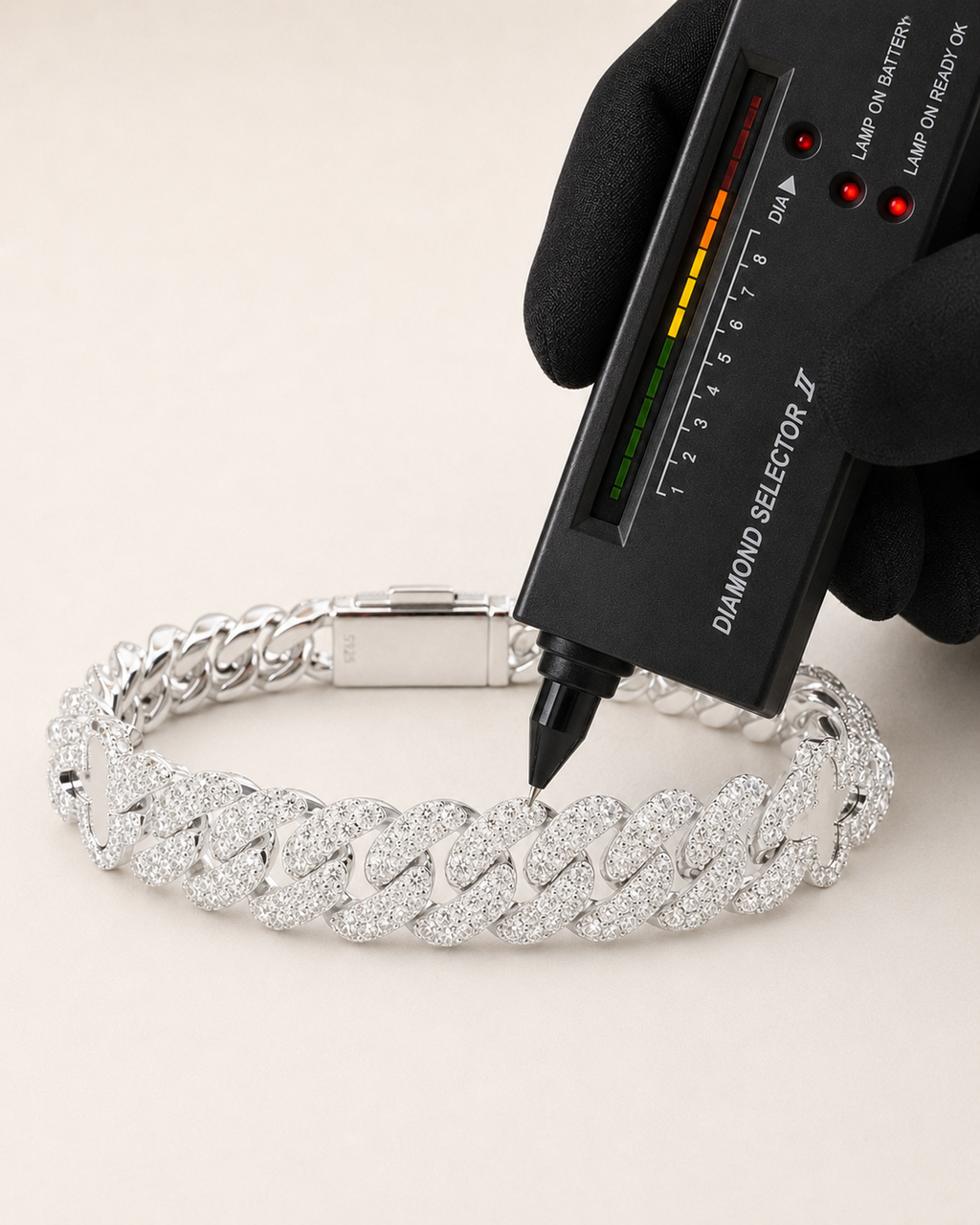 Iced Out Cuban Link Bracelet 925 Sterling Silver White Gold Plated Bracelet