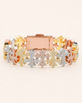 Tri-Tone Iced Out Cross Bracelet 925 Sterling Silver Luxury Bracelet