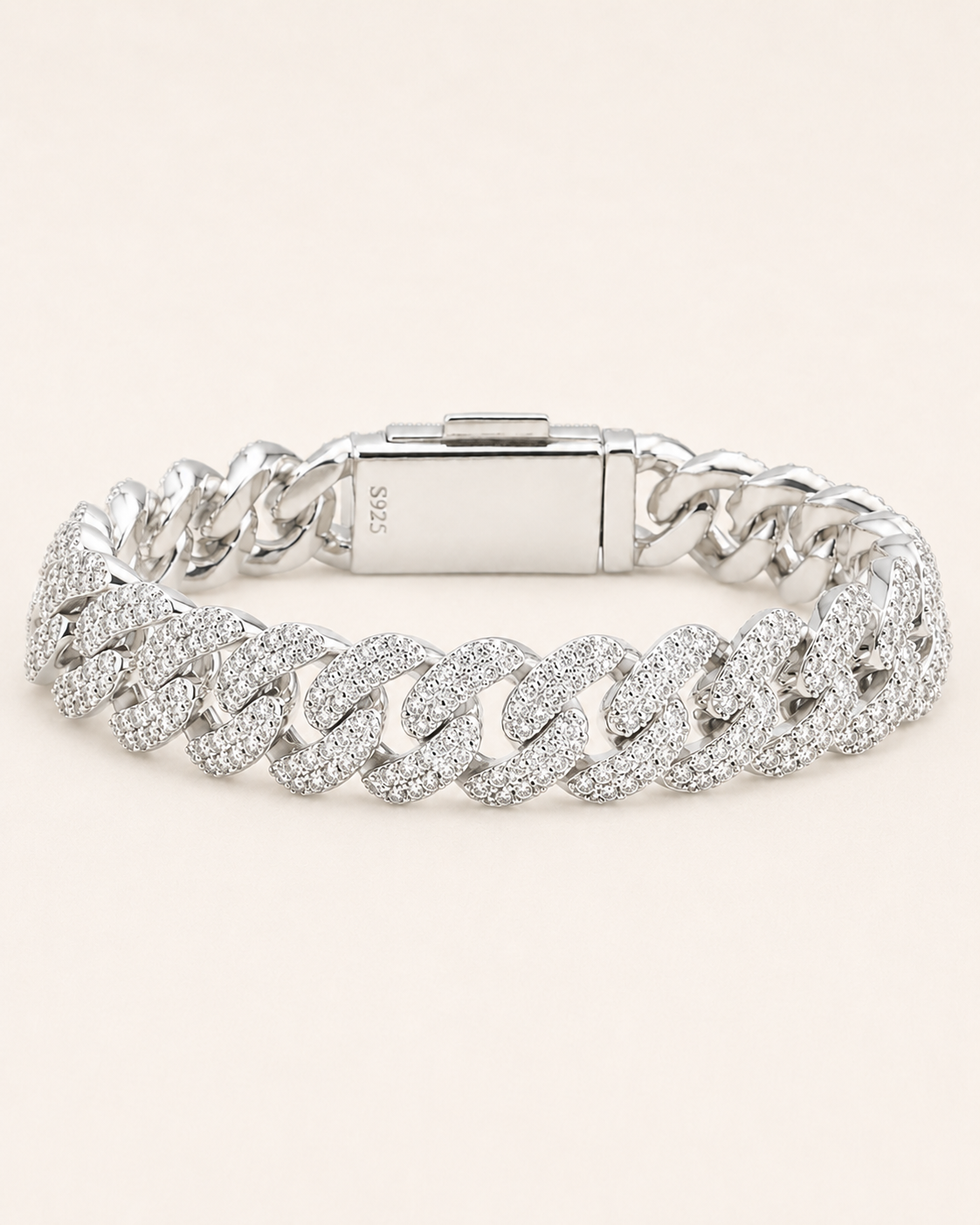 Iced Out Cuban Link Bracelet 925 Sterling Silver