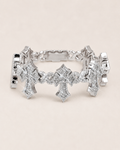 Iced Out Cross Link Bracelet 925 Sterling Silver White Gold Finish