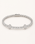 Clover Tennis Bracelet 925 Sterling Silver White Gold Finish