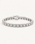 Halo Square Tennis Bracelet 925 Sterling Silver White Gold Plated Bracelet