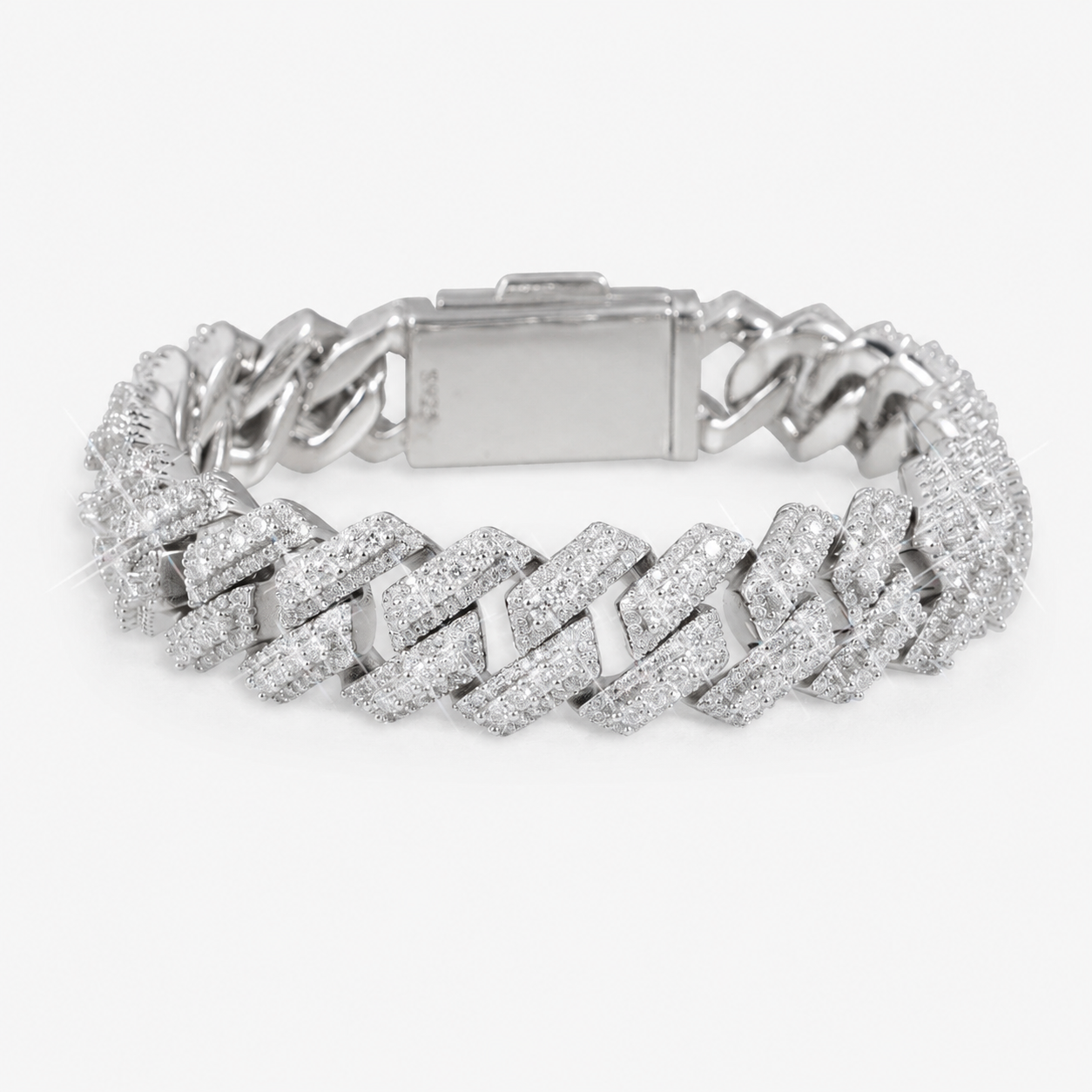 Iced Out Cuban Link Bracelet 925 Sterling Silver