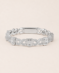 Greek Key Link Bracelet 925 Sterling Silver White Gold Finish