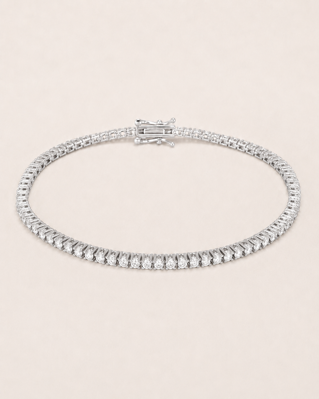 Classic Tennis Bracelet 925 Sterling Silver White Gold Finish