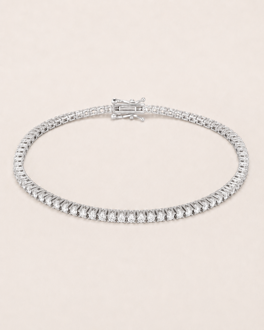 Classic Tennis Bracelet 925 Sterling Silver White Gold Finish