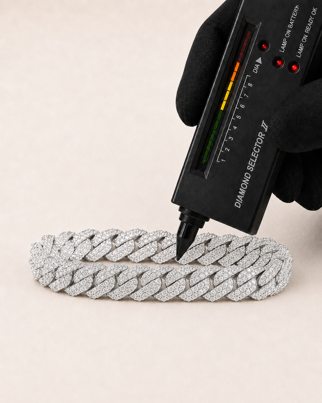 Iced Out Cuban Link Bracelet  White Gold Finish
