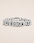 Iced Out Cuban Link Bracelet  White Gold Finish