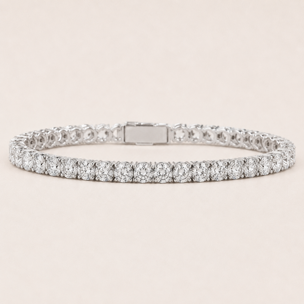 Classic Round Cut Tennis Bracelet White Gold Finish Luxury Bracelet
