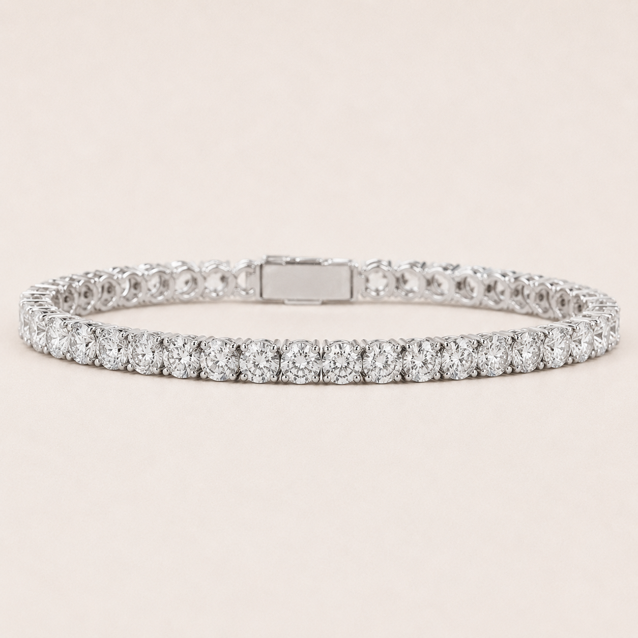 Classic Round Cut Tennis Bracelet White Gold Finish Luxury Bracelet