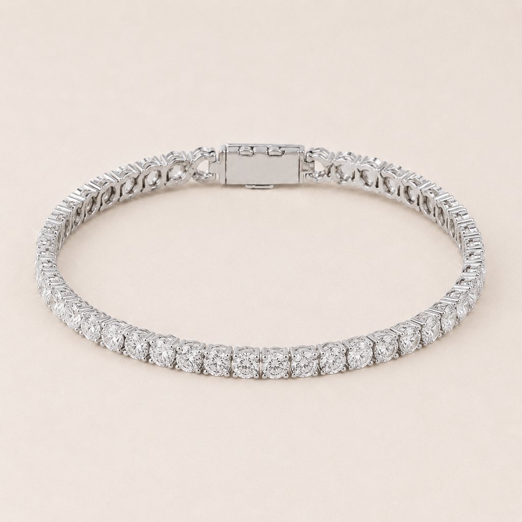 Classic Round Cut Tennis Bracelet White Gold Finish Luxury Bracelet