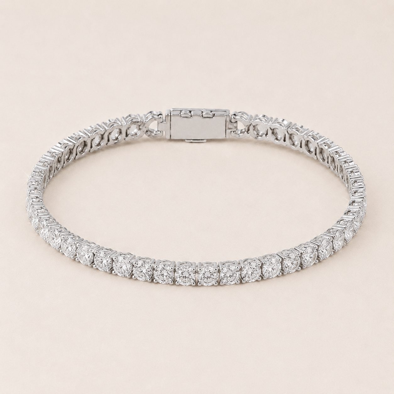 Classic Round Cut Tennis Bracelet White Gold Finish Luxury Bracelet
