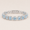 Blue Topaz Halo Tennis Bracelet White Gold Finish Luxury Bracelet
