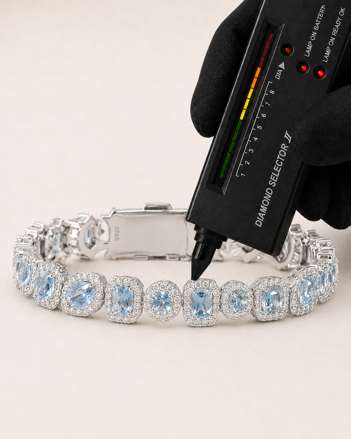 Blue Topaz Halo Tennis Bracelet White Gold Finish Luxury Bracelet