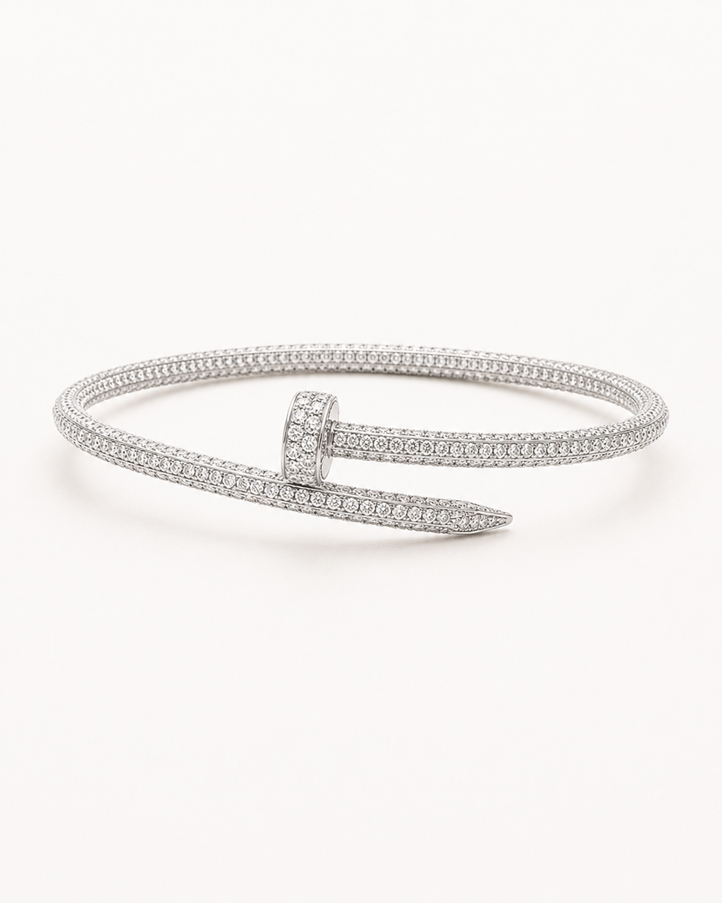 Iced Out Nail Bangle Bracelet White Gold Finish Luxury Bracelet