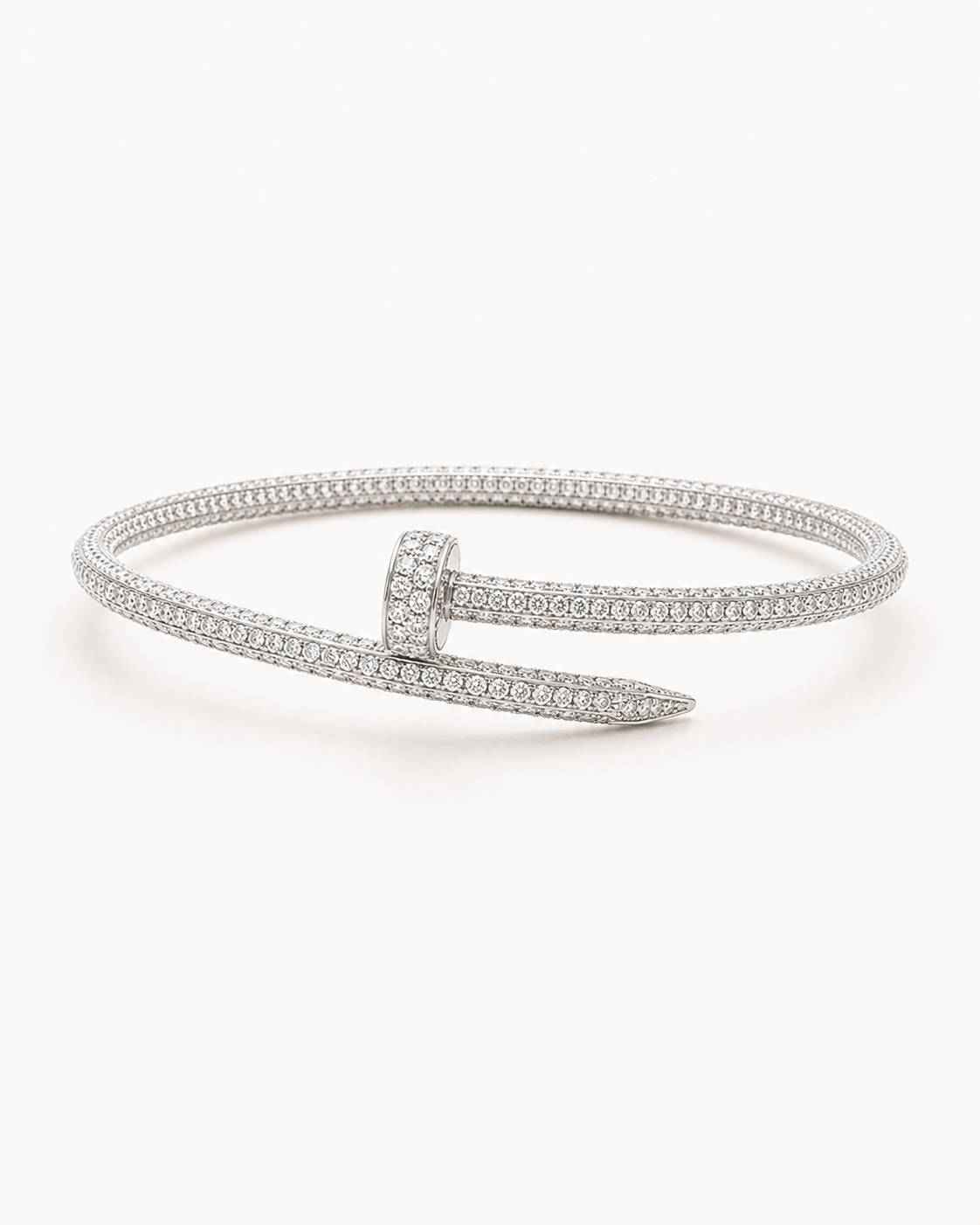 Iced Out Nail Bangle Bracelet White Gold Finish Luxury Bracelet
