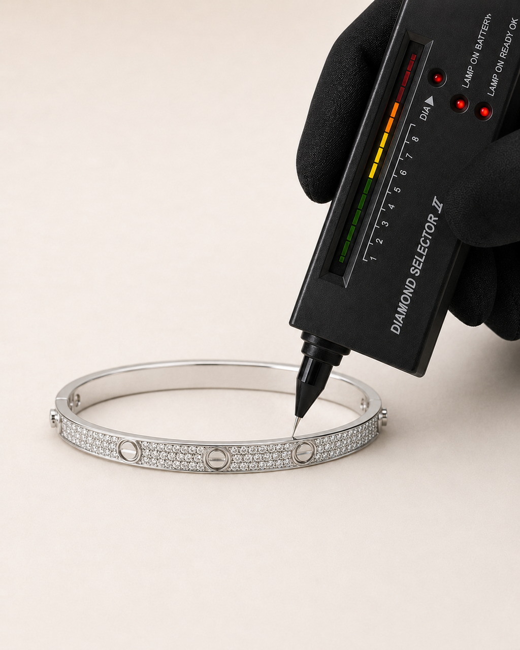 Iced Out Screw Motif Bangle Bracelet White Gold Finish Luxury Bracelet