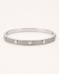 Iced Out Screw Motif Bangle Bracelet White Gold Finish Luxury Bracelet