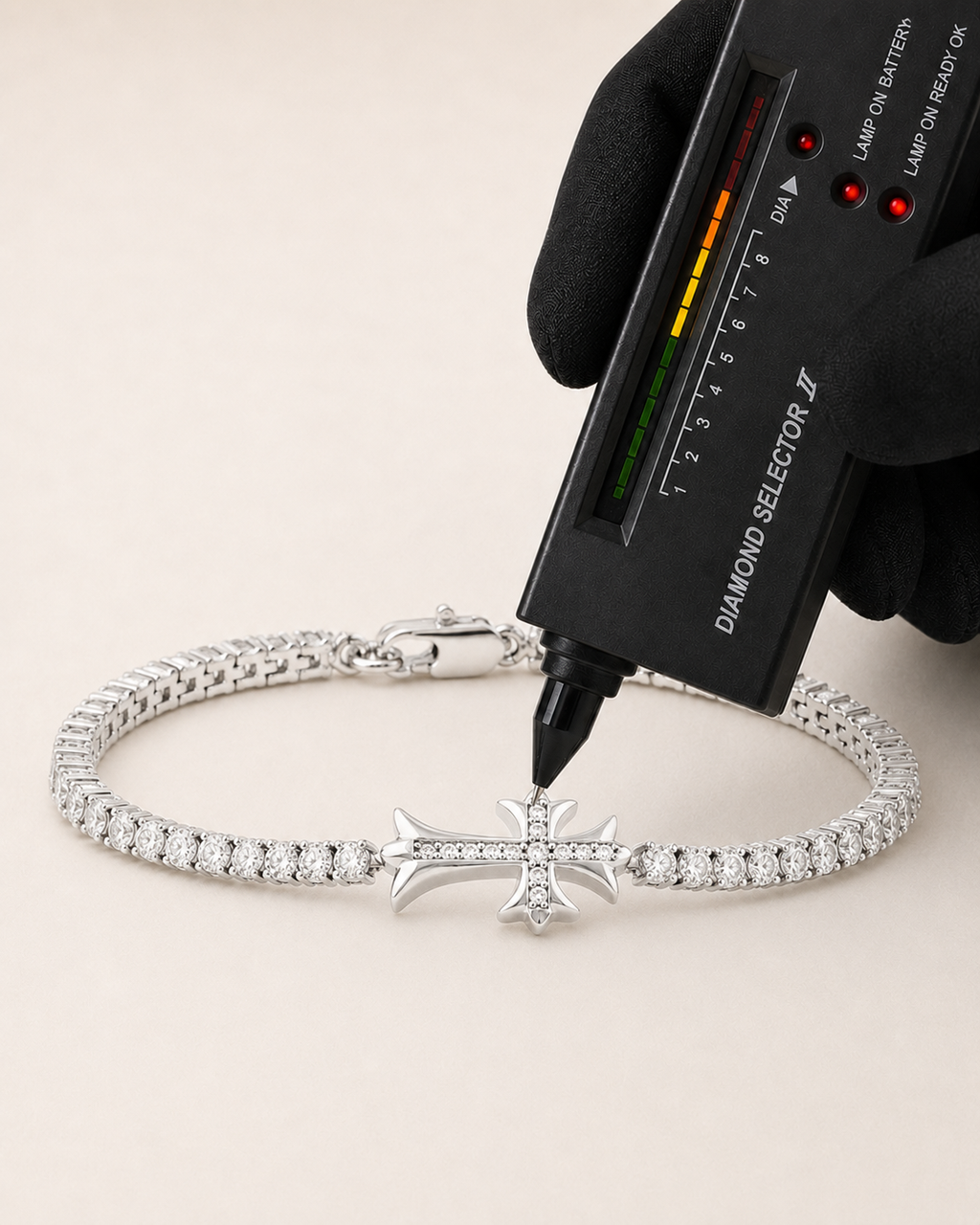 Cross Center Tennis Bracelet White Gold Finish Luxury Bracelet