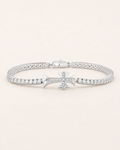 Cross Center Tennis Bracelet White Gold Finish Luxury Bracelet