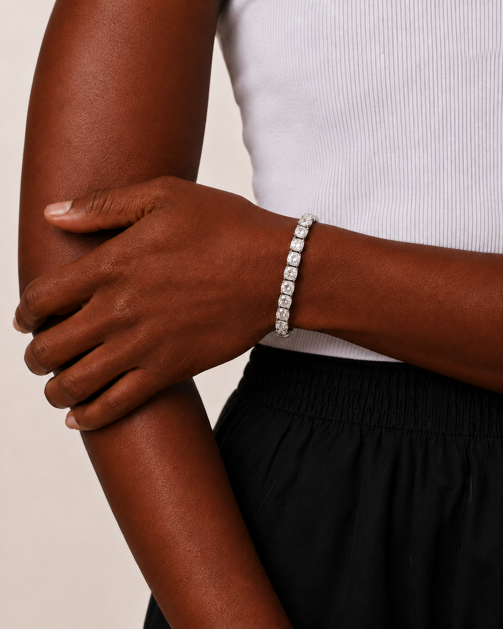 Round Halo Tennis Bracelet 925 Sterling Silver White Gold Finish