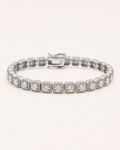 Round Halo Tennis Bracelet 925 Sterling Silver White Gold Finish