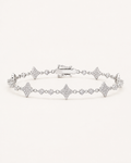 Iced Out Diamond Shape Link Bracelet 925 Sterling Silver White Gold Finish