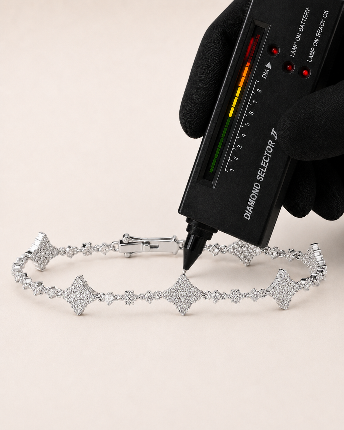 Iced Out Diamond Shape Link Bracelet 925 Sterling Silver White Gold Finish