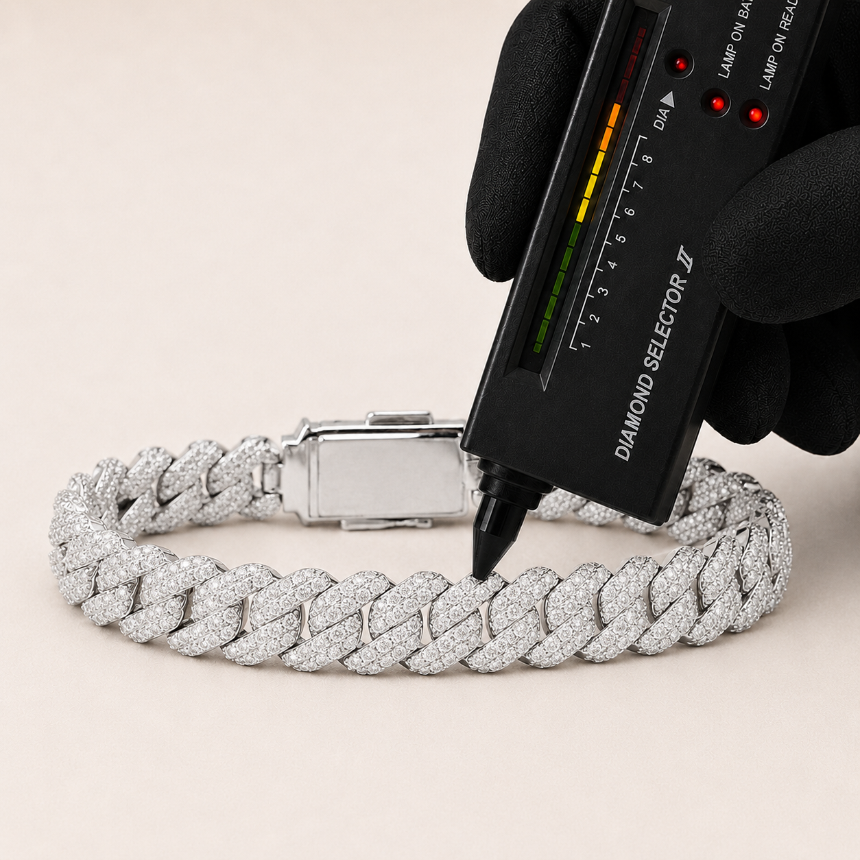 Premium Fully Iced Out Cuban Link Bracelet White Gold Finish