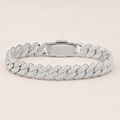 Premium Fully Iced Out Cuban Link Bracelet White Gold Finish