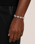 Clover Charm Iced Out Bracelet  White Gold Finish