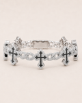 Black Cross Infinity Link Bracelet White Gold Finish Iced Out Bracelet