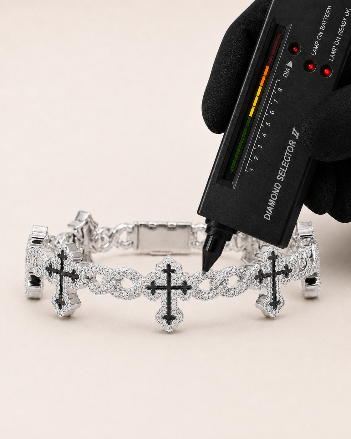 Black Cross Infinity Link Bracelet White Gold Finish Iced Out Bracelet