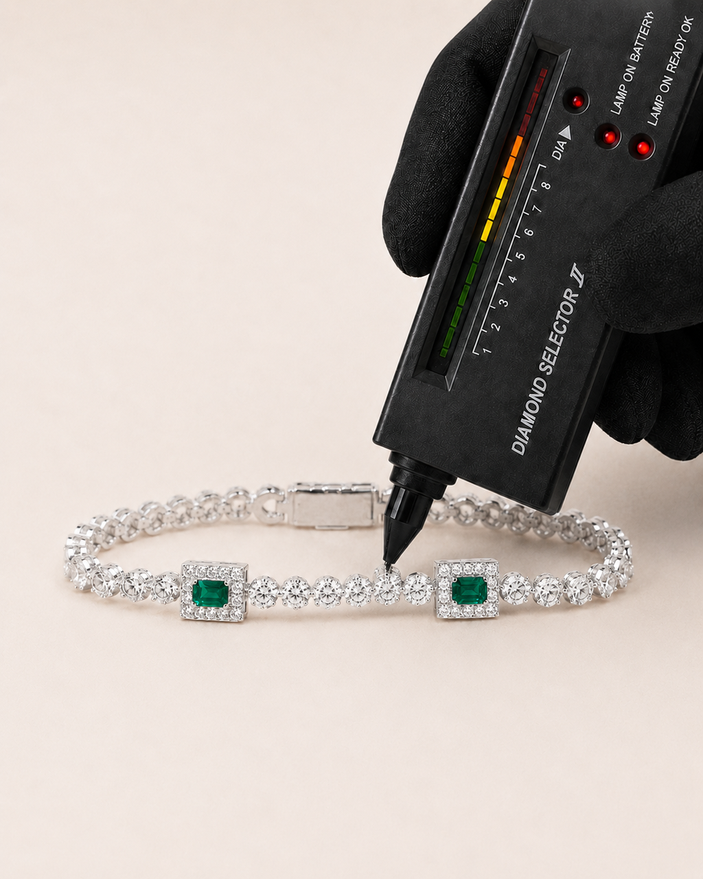 Emerald Green Halo Tennis Bracelet White Gold Finish Luxury Bracelet
