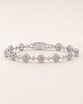 Pink Halo Link Bracelet White Gold Finish Bracelet