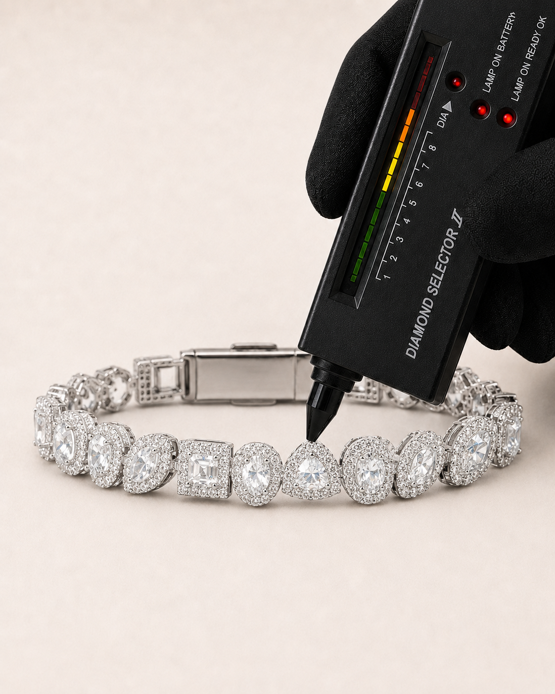 Mixed Shape Halo Tennis Bracelet White Gold Finish Luxury Bracelet