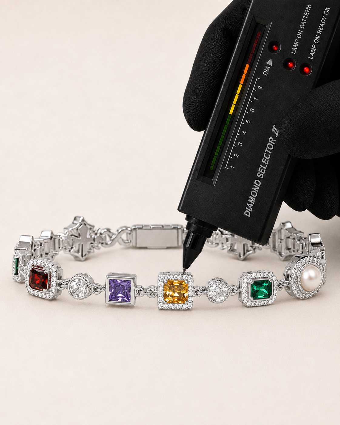 Multicolor Gemstone Tennis Bracelet White Gold Finish Luxury Bracelet
