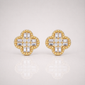 Classic Clover Iced Out Earrings - 14k Gold 925 Silver - 10mm
