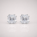 Cut Square Solitaire Stud Earrings - 925 Silver