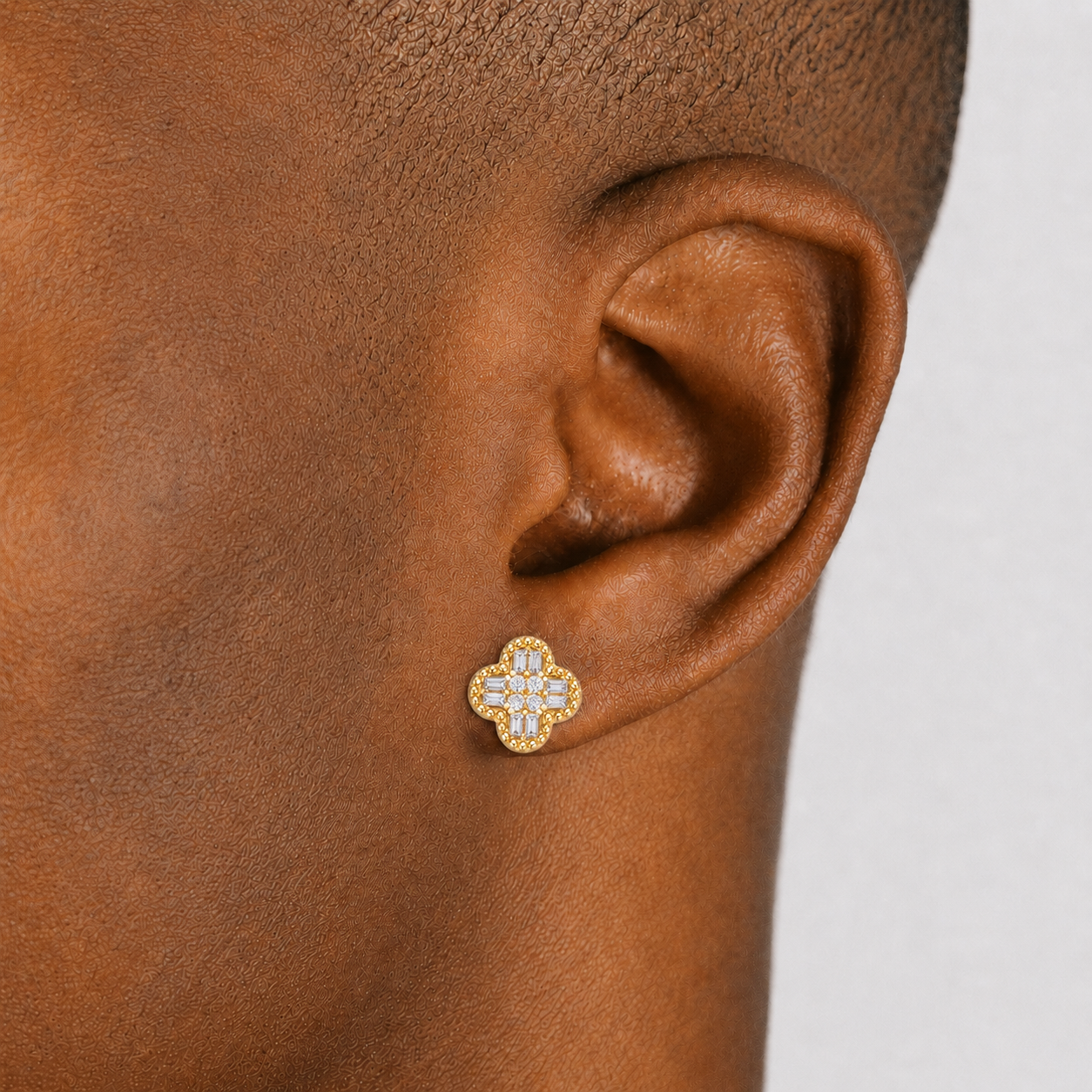 Classic Clover Iced Out Earrings - 14k Gold 925 Silver - 10mm