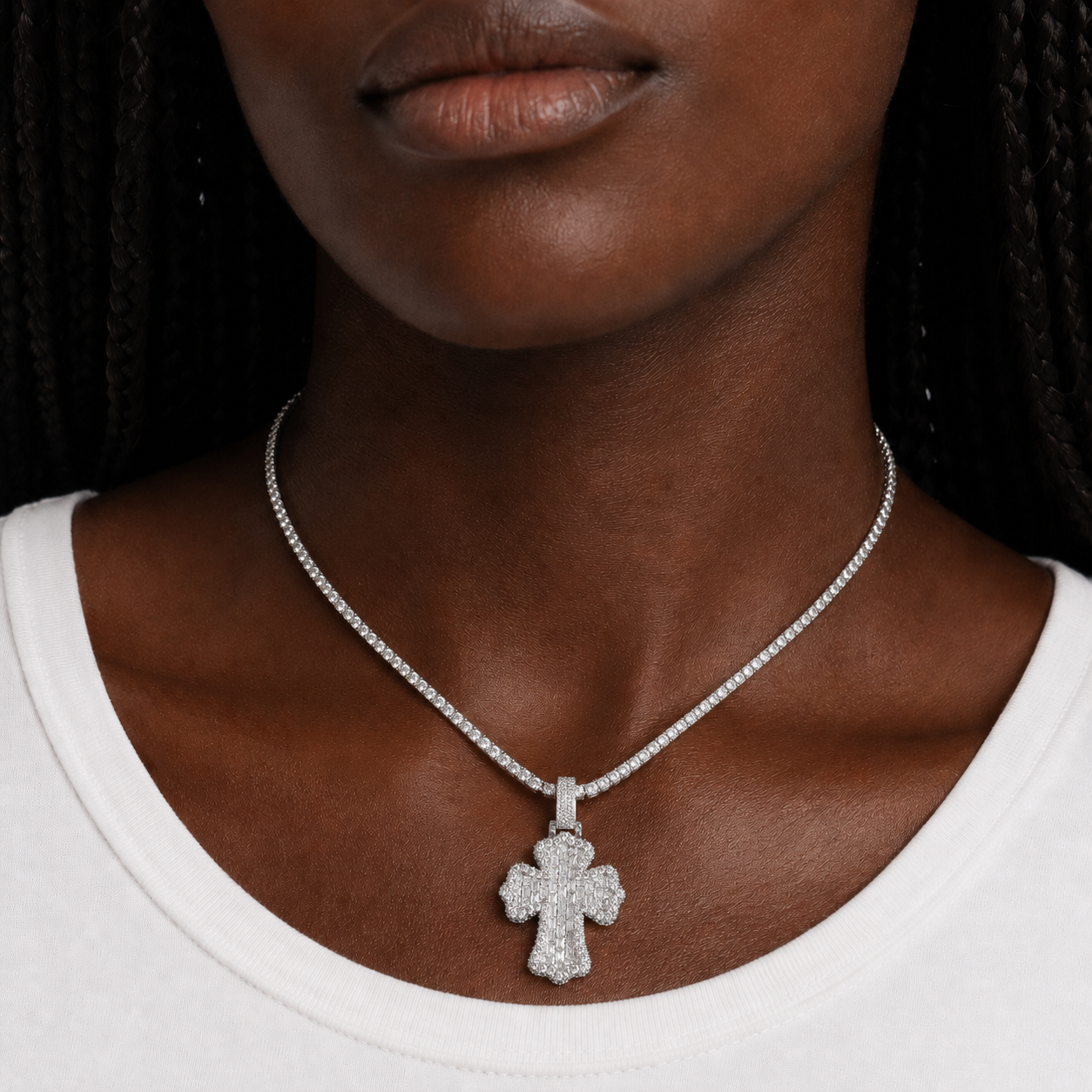 Baguette Iced Cross Pendant