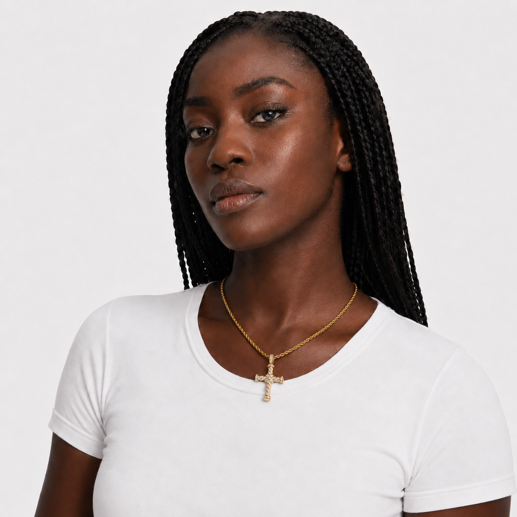 Gold Iced Cross Pendant