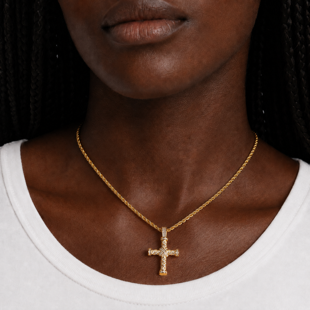 Gold Iced Cross Pendant