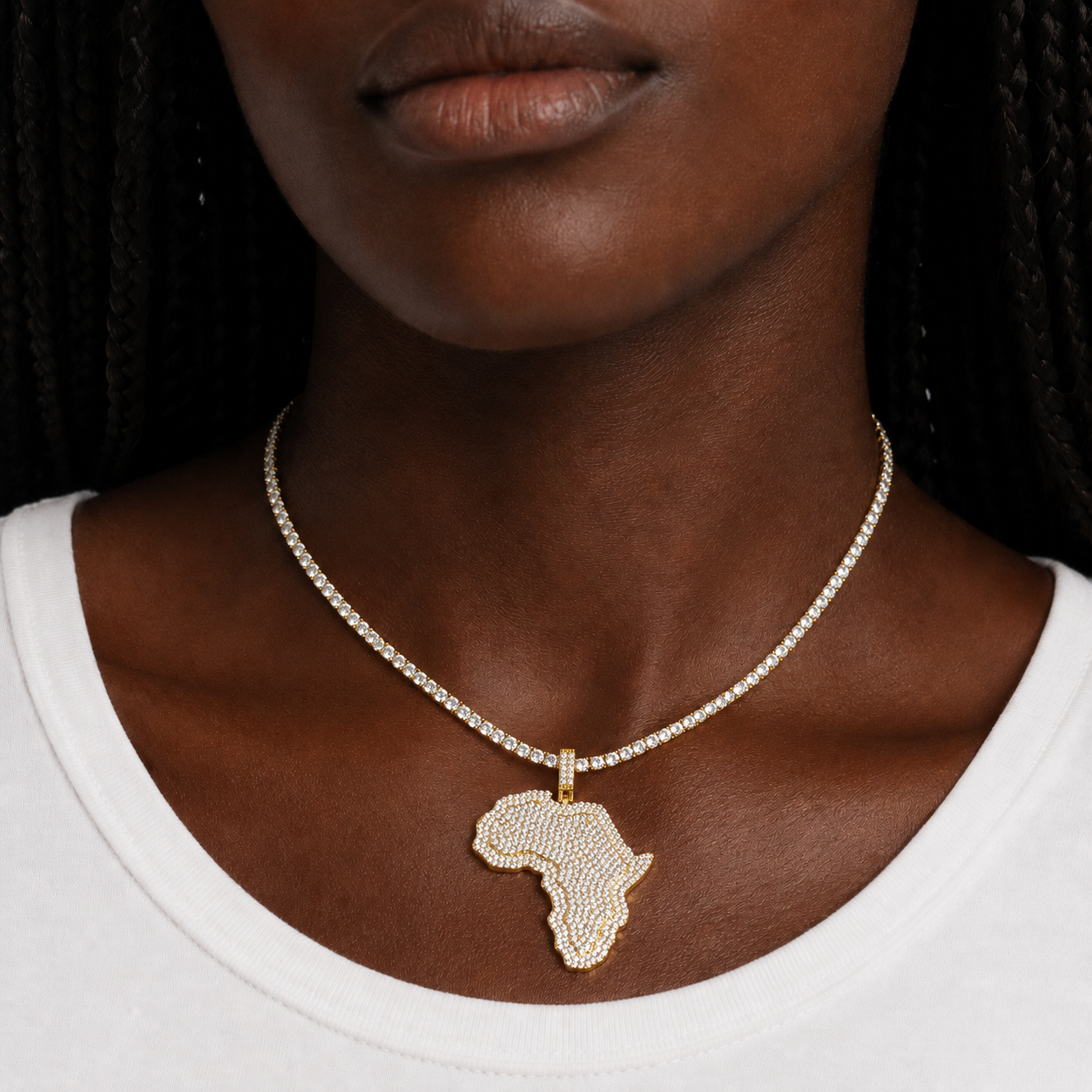 Gold Iced Africa Map Pendant