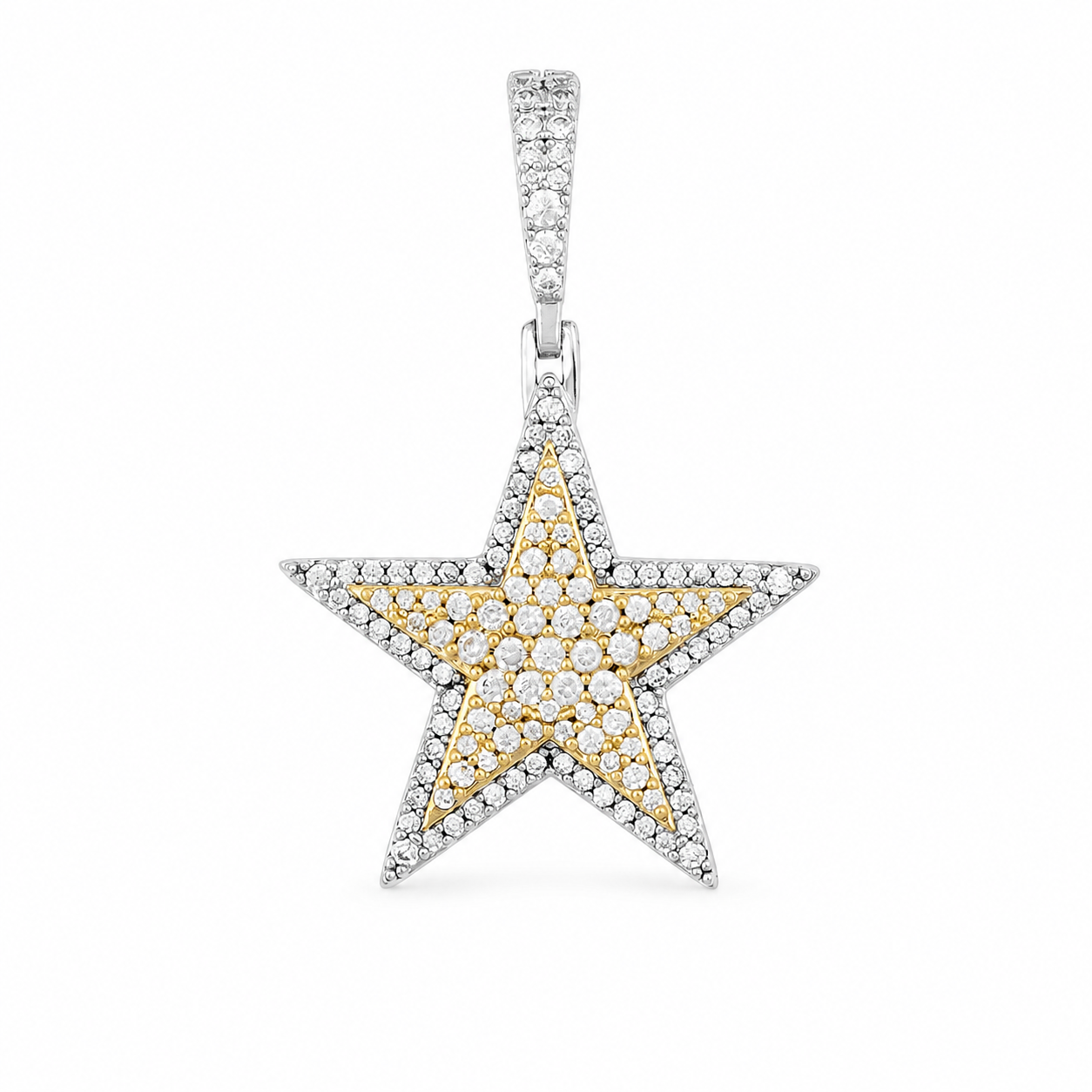 Two-Tone Iced Star Pendant