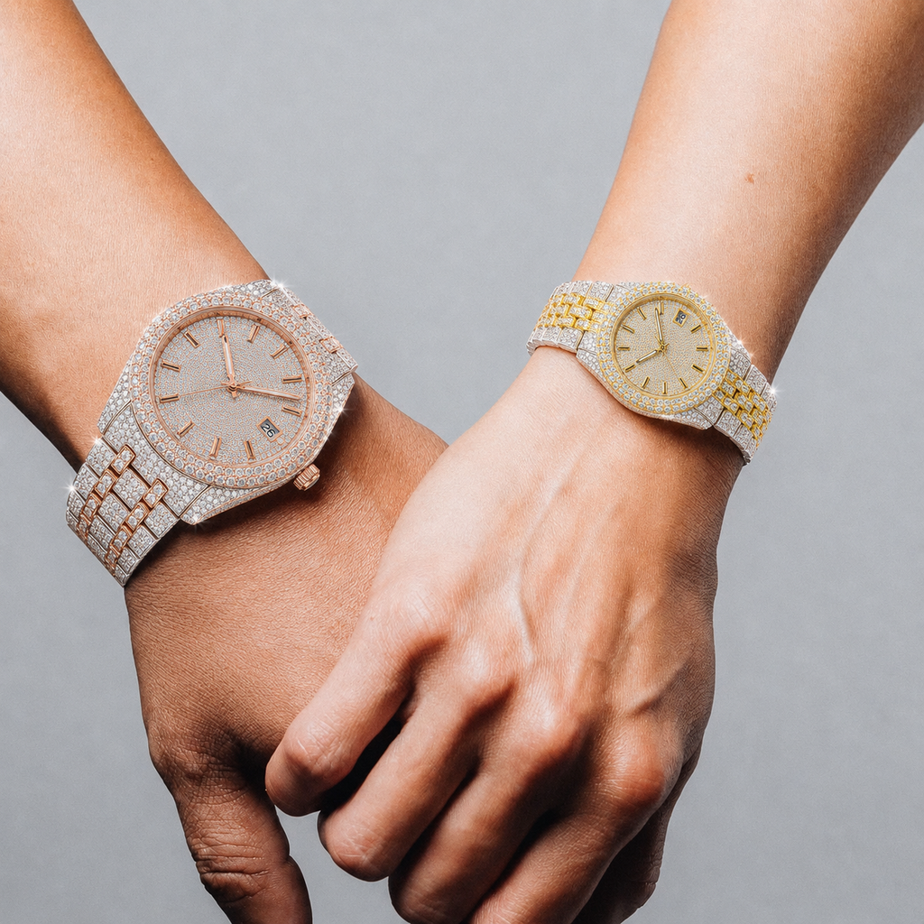 Two Tone VVS D/E Moissanite Iced Out Watch Set – 41MM Men’s & 36MM Women’s