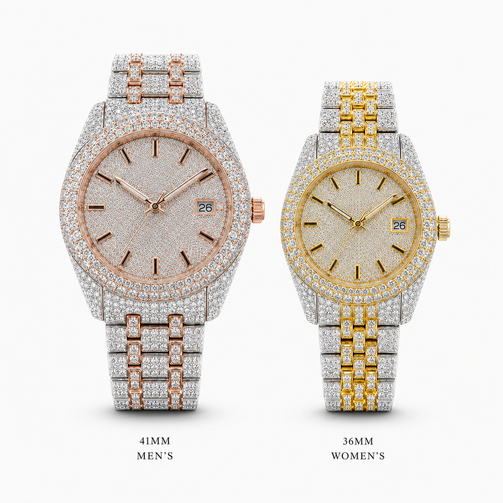 Two Tone VVS D/E Moissanite Iced Out Watch Set – 41MM Men’s & 36MM Women’s