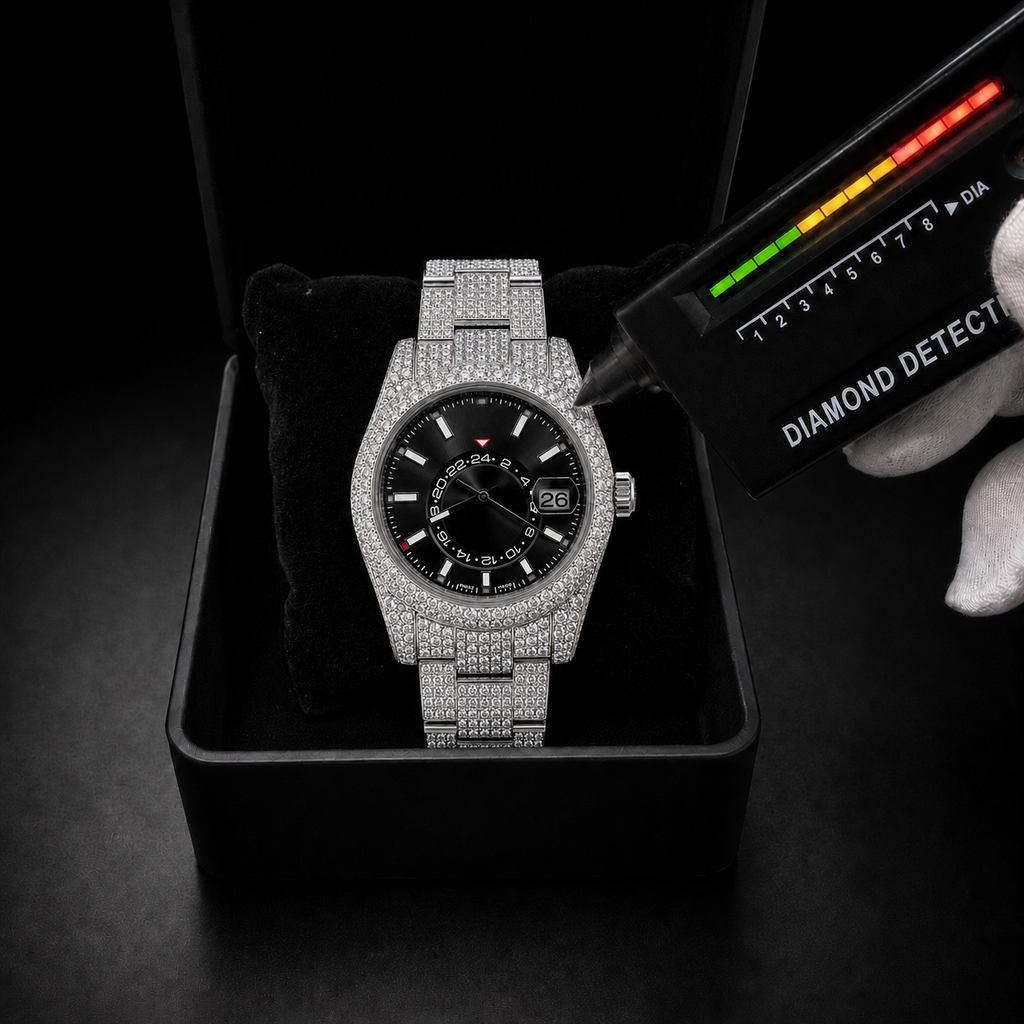 Full Iced Black Dial Moissanite Watch