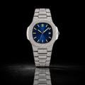 Full Iced Silver Blue Dial Moissanite Watch