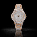 Luxury Rose Gold Baguette Moissanite Watch – Fully Iced Out VVS D Color Diamond Watch | 40MM